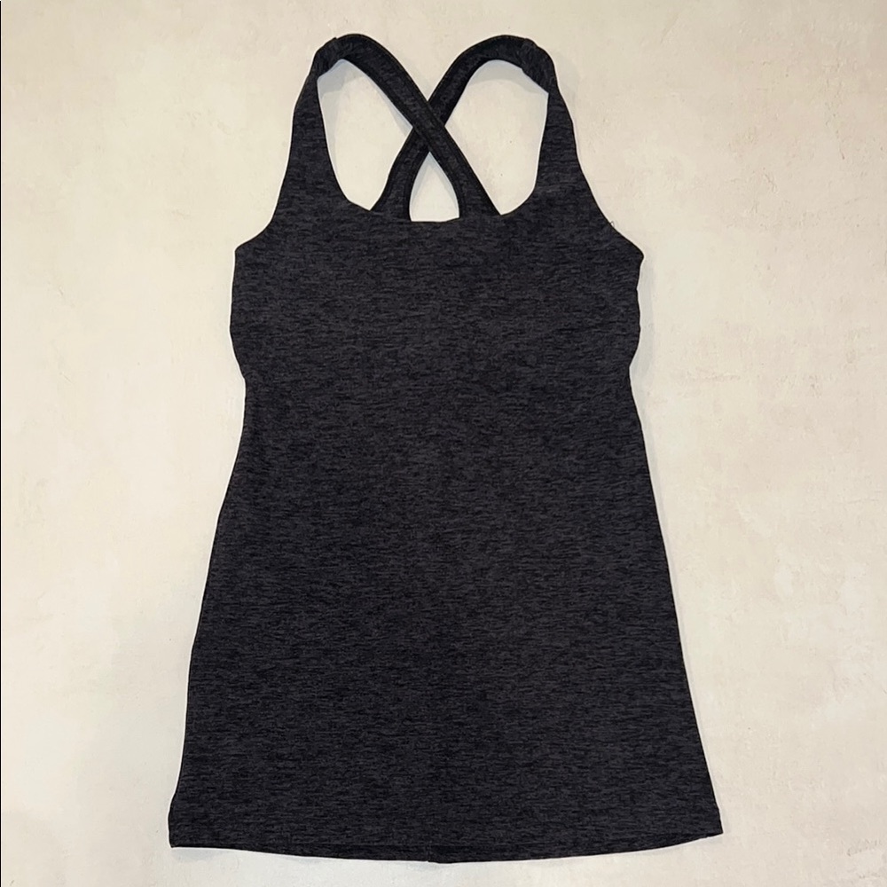 Beyond Yoga XS Space Dye Carefree Cut Out Lock Keyhole Grey Gray Cross Tank Top - Picture 2 of 5